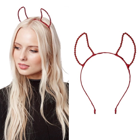 Topshop Accessories - Topshop Devil Horns Headband Red Beaded Halloween